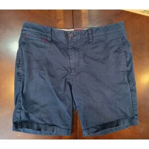 Untuckit Shorts Men 32 Blue Solid Chino Flat Front Pima Cotton Blend